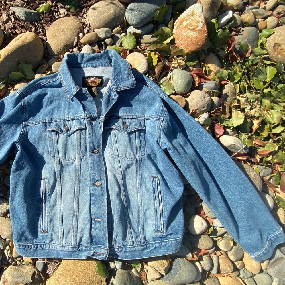 Harley Davidson Jean Jacket flag